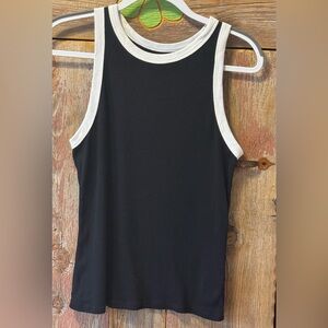 a new day Black and White Ribbed Tank Top size XL
